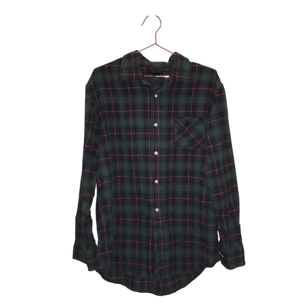 Activa mens green, blue and red  plaid Flannel Shirt size large